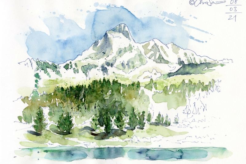 Meditation mit Stift und Farbe in der Chiemgauer Bergwelt